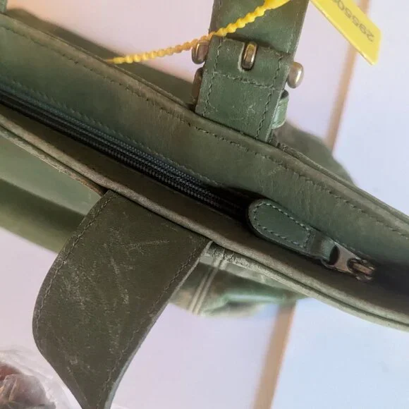 Coach Authentic Vintage Waverly Tote 4133 Green Purse Designer Distressed AS IS - Picture 3 of 15